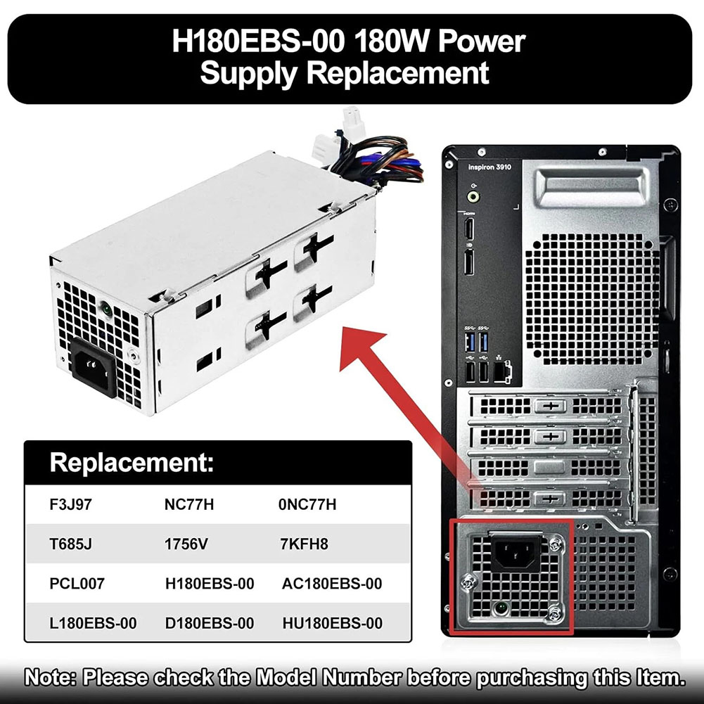 Power Tools Wholesale - 180W Power Supply AC180EBS-00 For Dell
